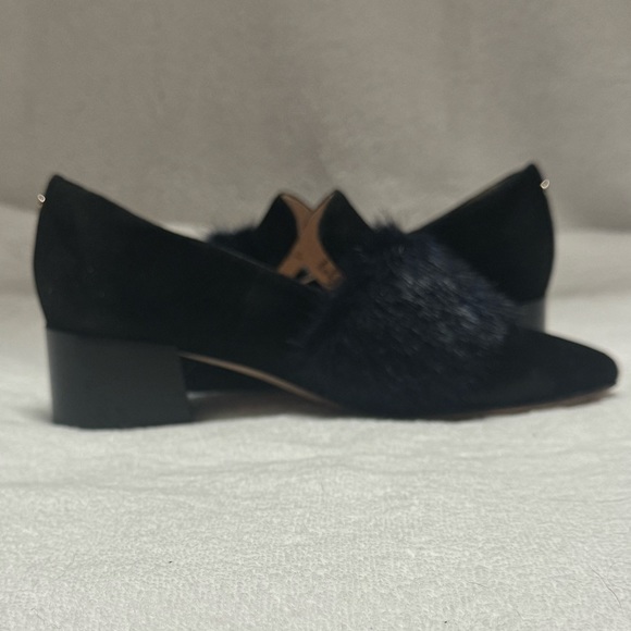 Kate Spade Navy Suede Faux Fur Trim Pumps Size 7 - Picture 6 of 10